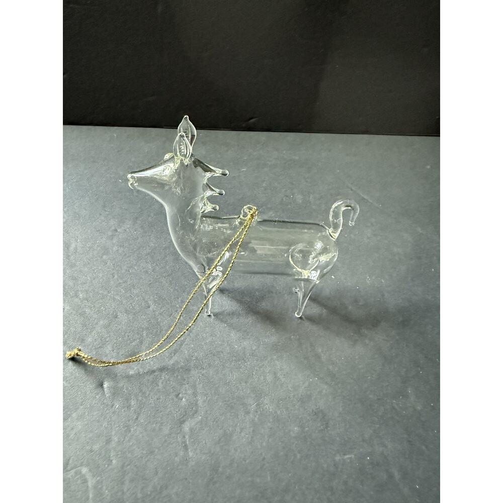 Vtg. Blown Clear Glass Horse Equestrian Figural Christmas Ornament Handcrafted